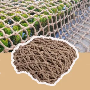 (9.8x19.7ft) Safety Rope Net, Jute Hemp Climbing Netting, Outdoor Tree House Climbing Safety Stair Balcony Loft Railing Protect, Rope Fence, Climbing Cargo Net (10mm-12cm)