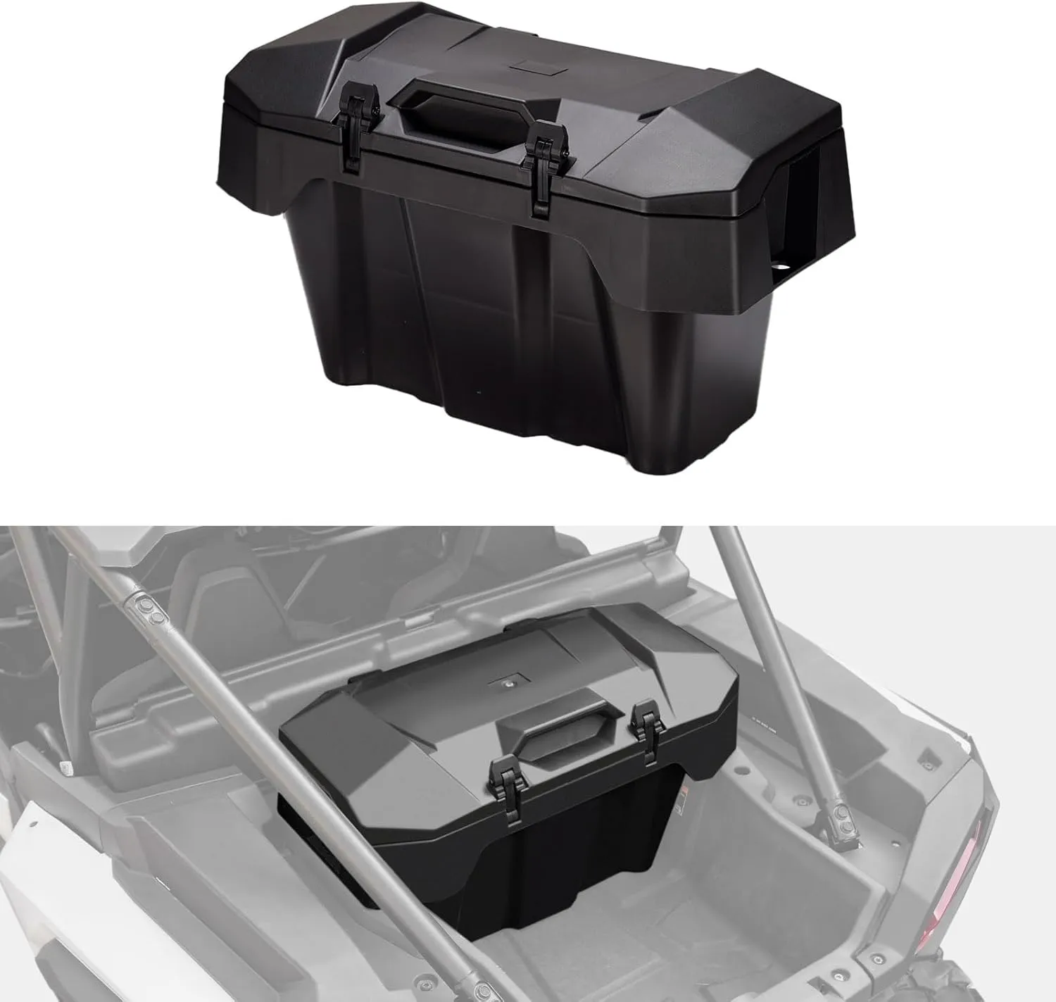 A & UTV PRO 82 QT UTV Rear Cargo Box for 2024 2025 Polaris RZR XP 1000 Accessories, Water Resistant Cargo Storage Bin with Two Lockable Latches for Polaris RZR XP 1000/ XP 4 1000, Replace OEM #2889611