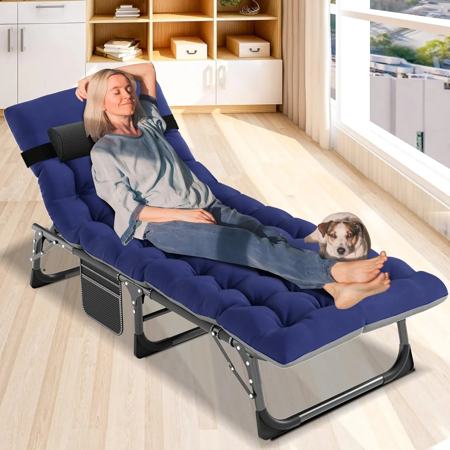 ABORON 2PK Folding Camping Cot for Adults, Heavy Duty 3-in-1 Bed for Guest Sleeping, Adjustable Double-Layer 1200D with Mattress & Carrying Bag for Home, Office, Vacation, Hospital Use