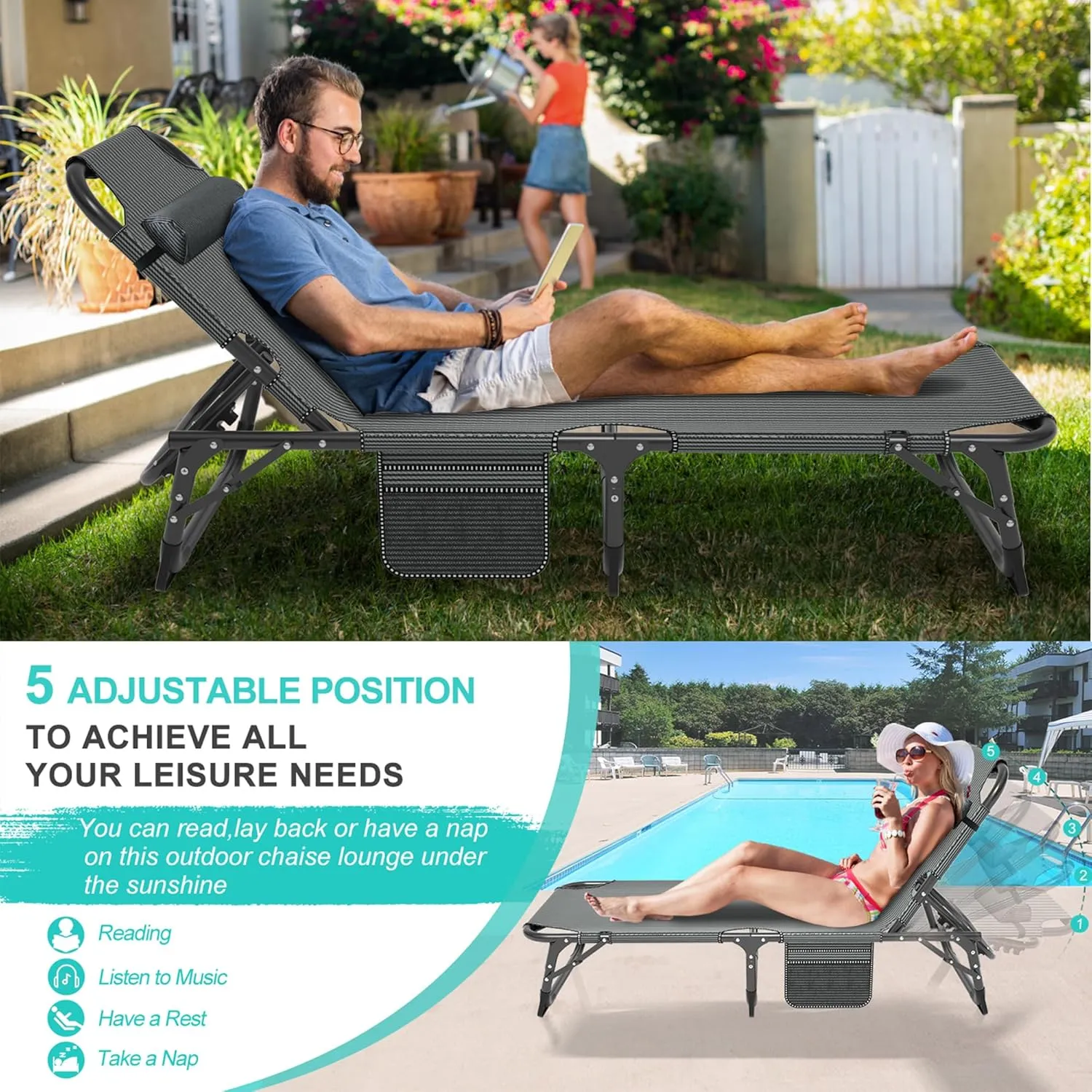 ABORON 2PK Folding Camping Cot for Adults, Heavy Duty 3-in-1 Bed for Guest Sleeping, Adjustable Double-Layer 1200D with Mattress & Carrying Bag for Home, Office, Vacation, Hospital Use