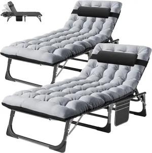 ABORON 2PK Folding Camping Cot for Adults, Heavy Duty 3-in-1 Bed for Guest Sleeping, Adjustable Double-Layer 1200D with Mattress & Carrying Bag for Home, Office, Vacation, Hospital Use