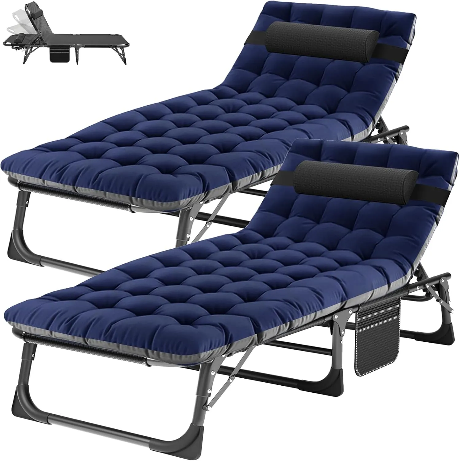 ABORON 2PK Folding Camping Cot for Adults, Heavy Duty 3-in-1 Bed for Guest Sleeping, Adjustable Double-Layer 1200D with Mattress & Carrying Bag for Home, Office, Vacation, Hospital Use