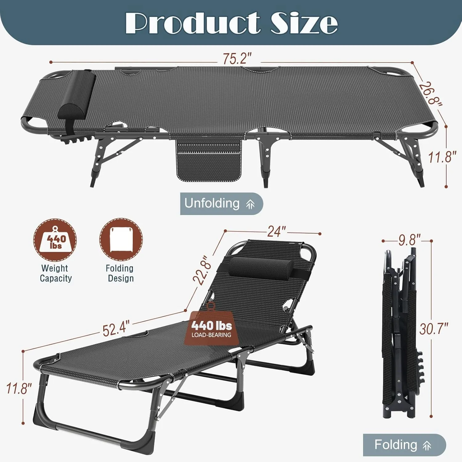 ABORON 2PK Folding Camping Cot for Adults, Heavy Duty 3-in-1 Bed for Guest Sleeping, Adjustable Double-Layer 1200D with Mattress & Carrying Bag for Home, Office, Vacation, Hospital Use