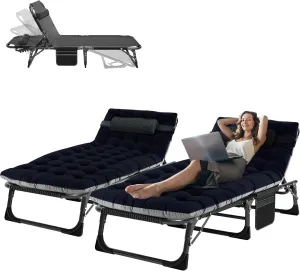 ABORON 2PK Folding Camping Cot for Adults, Heavy Duty 3-in-1 Bed for Guest Sleeping, Adjustable Double-Layer 1200D with Mattress & Carrying Bag for Home, Office, Vacation, Hospital Use