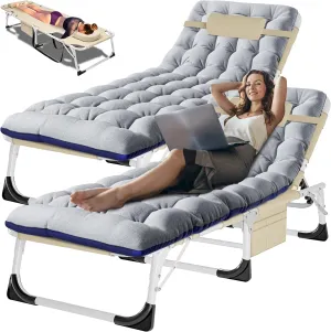 ABORON 2PK Folding Camping Cot for Adults, Heavy Duty 3-in-1 Bed for Guest Sleeping, Adjustable Double-Layer 1200D with Mattress & Carrying Bag for Home, Office, Vacation, Hospital Use