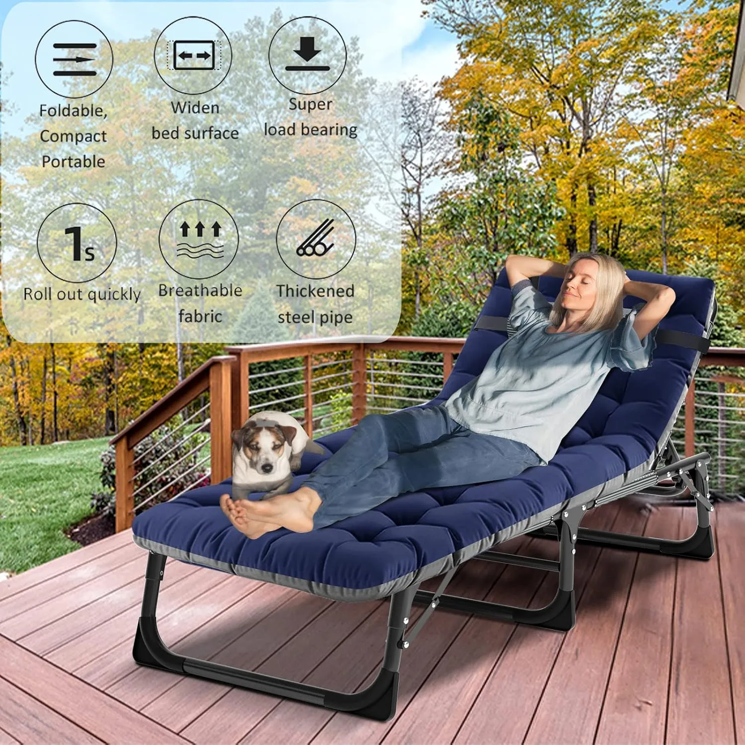 ABORON 2PK Folding Camping Cot for Adults, Heavy Duty 3-in-1 Bed for Guest Sleeping, Adjustable Double-Layer 1200D with Mattress & Carrying Bag for Home, Office, Vacation, Hospital Use