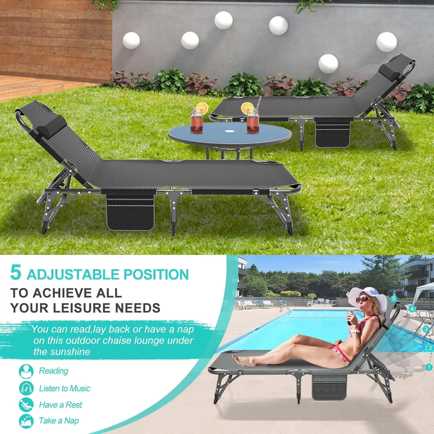 ABORON 2PK Folding Camping Cot for Adults, Heavy Duty 3-in-1 Bed for Guest Sleeping, Adjustable Double-Layer 1200D with Mattress & Carrying Bag for Home, Office, Vacation, Hospital Use