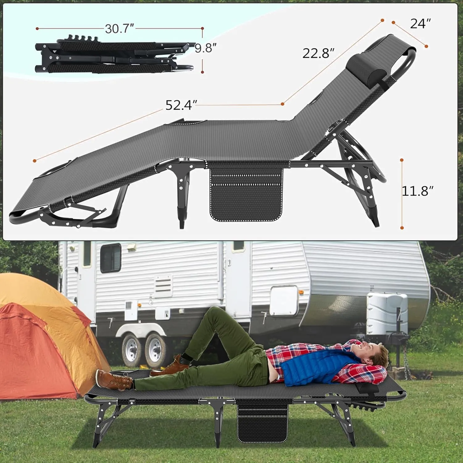 ABORON 2PK Folding Camping Cot for Adults, Heavy Duty 3-in-1 Bed for Guest Sleeping, Adjustable Double-Layer 1200D with Mattress & Carrying Bag for Home, Office, Vacation, Hospital Use