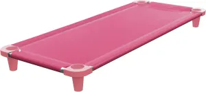 Acrimet Nap Cot for Kids, Portable Toddler Child Bed, Stackable, 52" L (Stainless Steel Tubes) (Pink Breathable Mesh Fabric - Pink Feet) (1 Pack)