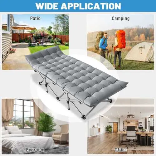 Adults Folding Camping Cots Durable Military Heavy Duty Sleeping Bed W/Mattress
