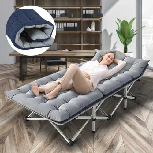 Adults Folding Camping Cots Durable Military Heavy Duty Sleeping Bed W/Mattress