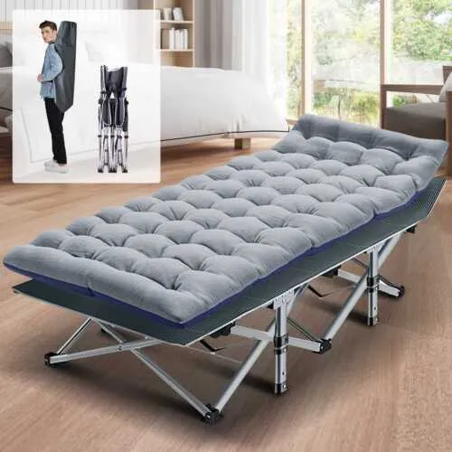 Adults Folding Camping Cots Durable Military Heavy Duty Sleeping Bed W/Mattress