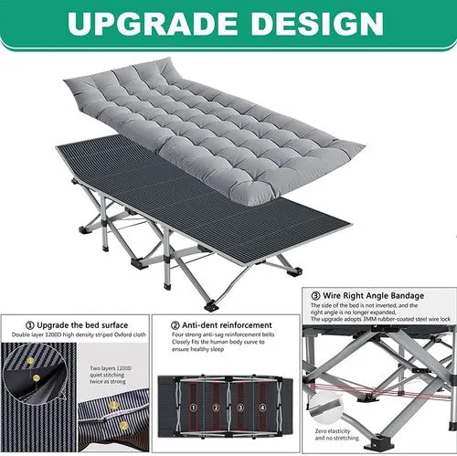 Adults Folding Camping Cots Durable Military Heavy Duty Sleeping Bed W/Mattress
