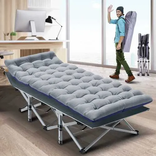Adults Folding Camping Cots Durable Military Heavy Duty Sleeping Bed W/Mattress