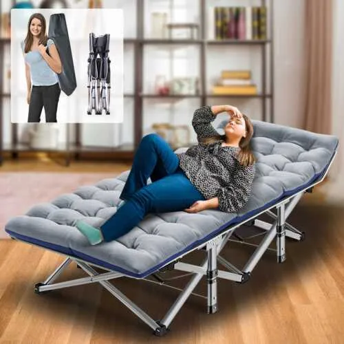 Adults Folding Camping Cots Durable Military Heavy Duty Sleeping Bed W/Mattress