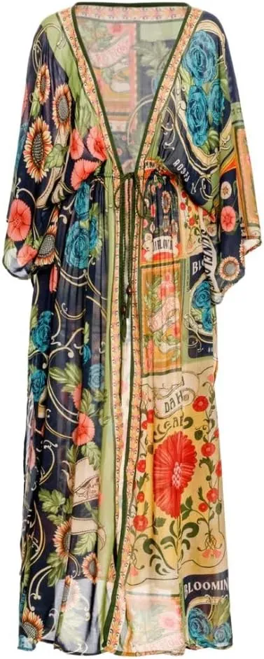 AGUA BENDITA Sam Harvest Tunic Coverup, Open Front, Tassel Trim
