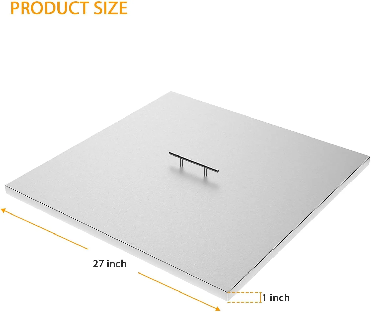 AJinTeby Fire Pit Lid Fits 24" x 24" Drop-in Fire Pit Pan, 27" x 27" Stainless Steel Fire Pit Burner Cover, Fire Pit Cover Rectangular Burner Pan