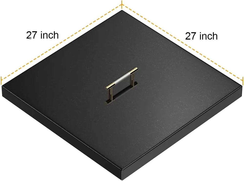 AJinTeby Fire Pit Lid Fits 24" x 24" Drop-in Fire Pit Pan, 27" x 27" Upgrade Porcelain Steel Fire Pit Cover, Fire Pit Cover Rectangular Burner Pan