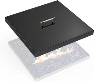 AJinTeby Fire Pit Lid Fits 24" x 24" Drop-in Fire Pit Pan, 27" x 27" Upgrade Porcelain Steel Fire Pit Cover, Fire Pit Cover Rectangular Burner Pan