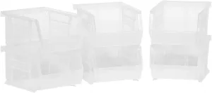 Akro-Mils 30210 AkroBins Plastic Storage Bins, Space-Saving Stackable Bins for Garage, Pantry, Craft Organization, 5-Inch x 4-Inch x 3-Inch, Clear, 6-Pack