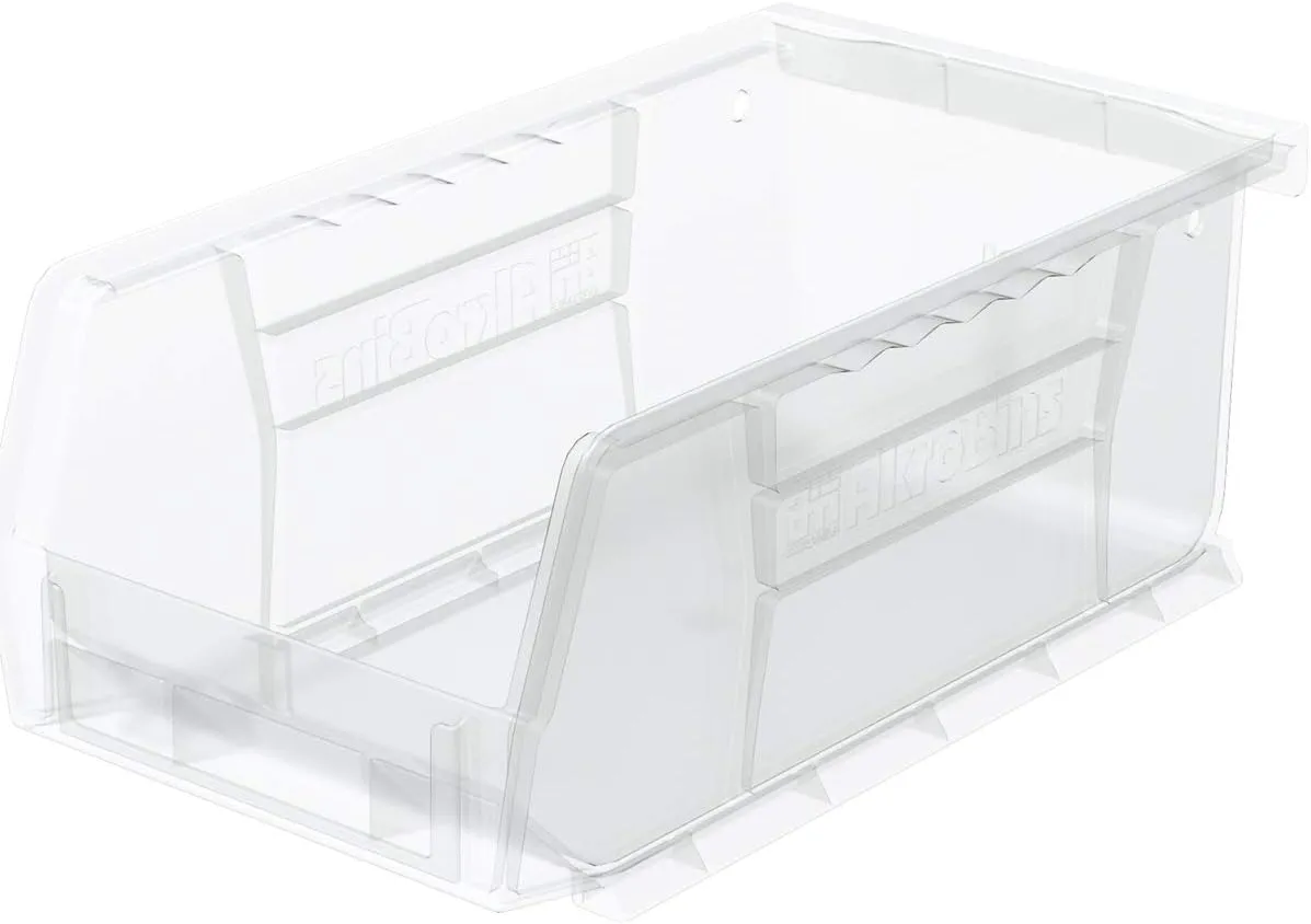 Akro-Mils 30220 AkroBins Plastic Storage Bins, Space-Saving Stackable Bins for Garage, Pantry, Craft Organization, 7-Inch x 4-Inch x 3-Inch, Clear, 24-Pack