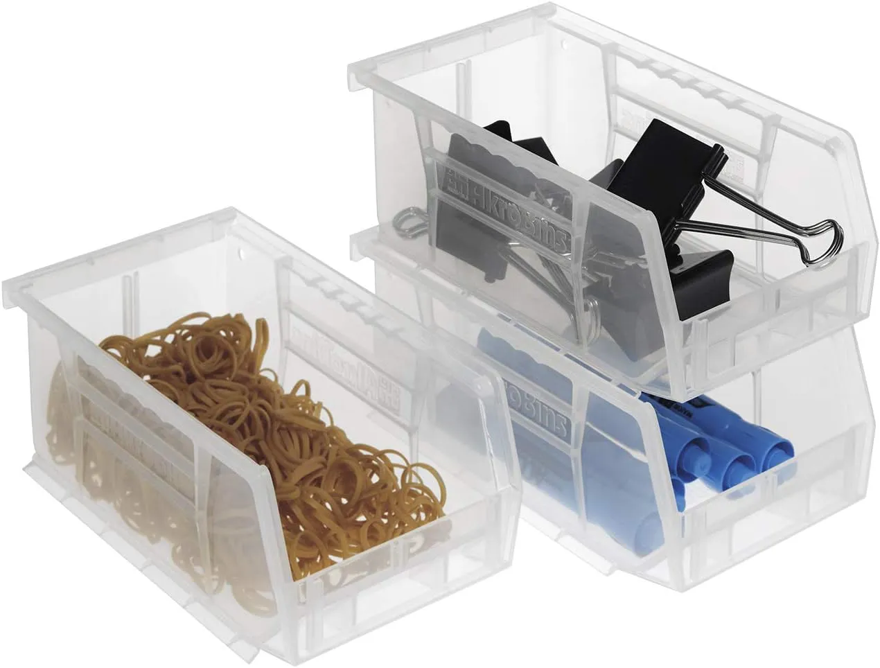 Akro-Mils 30220 AkroBins Plastic Storage Bins, Space-Saving Stackable Bins for Garage, Pantry, Craft Organization, 7-Inch x 4-Inch x 3-Inch, Clear, 24-Pack