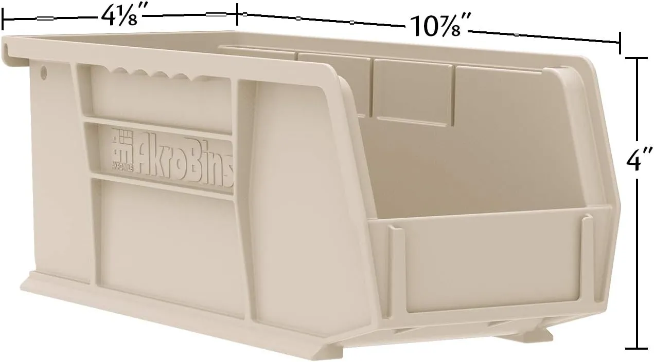 Akro-Mils 30224 AkroBins Plastic Storage Bins, Space-Saving Stackable Bins for Garage, Pantry, Craft Organization, 11-Inch x 4-Inch x 4-Inch, Black, 12-Pack