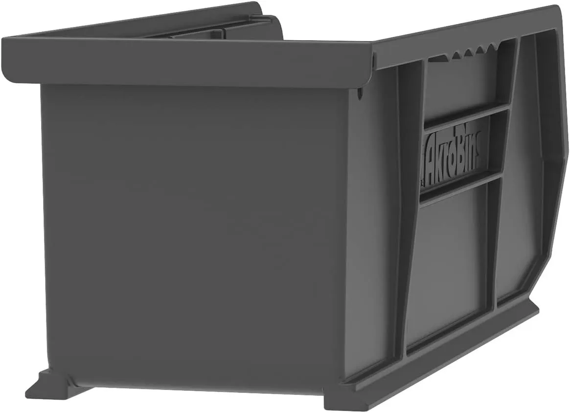 Akro-Mils 30224 AkroBins Plastic Storage Bins, Space-Saving Stackable Bins for Garage, Pantry, Craft Organization, 11-Inch x 4-Inch x 4-Inch, Black, 12-Pack