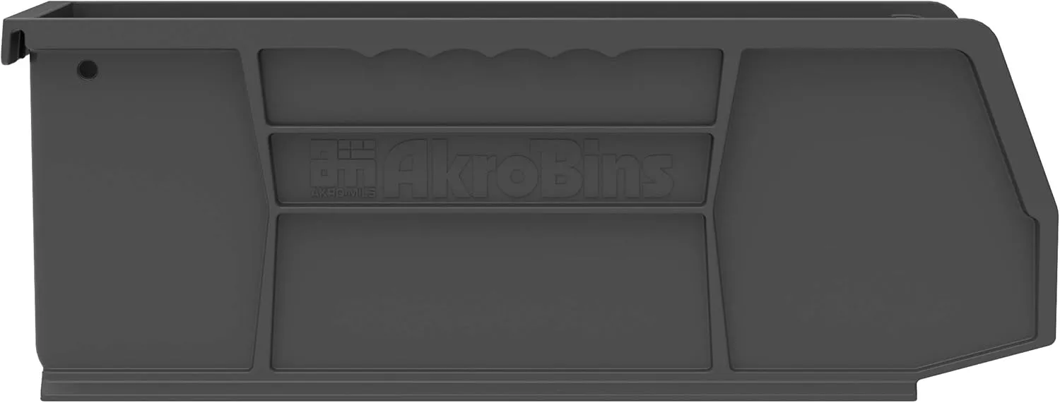 Akro-Mils 30224 AkroBins Plastic Storage Bins, Space-Saving Stackable Bins for Garage, Pantry, Craft Organization, 11-Inch x 4-Inch x 4-Inch, Black, 12-Pack