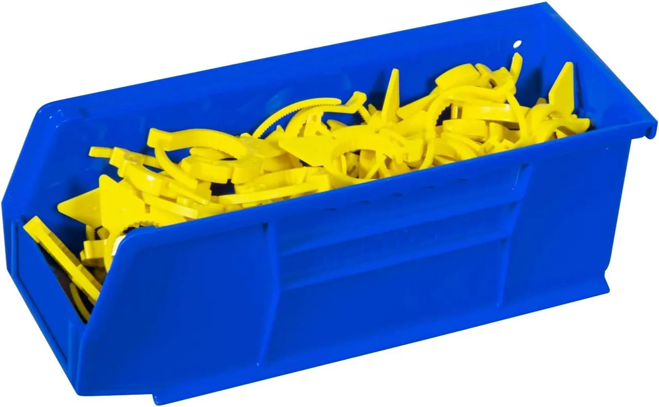 Akro-Mils 30224 AkroBins Plastic Storage Bins, Space-Saving Stackable Bins for Garage, Pantry, Craft Organization, 11-Inch x 4-Inch x 4-Inch, Blue, 12-Pack