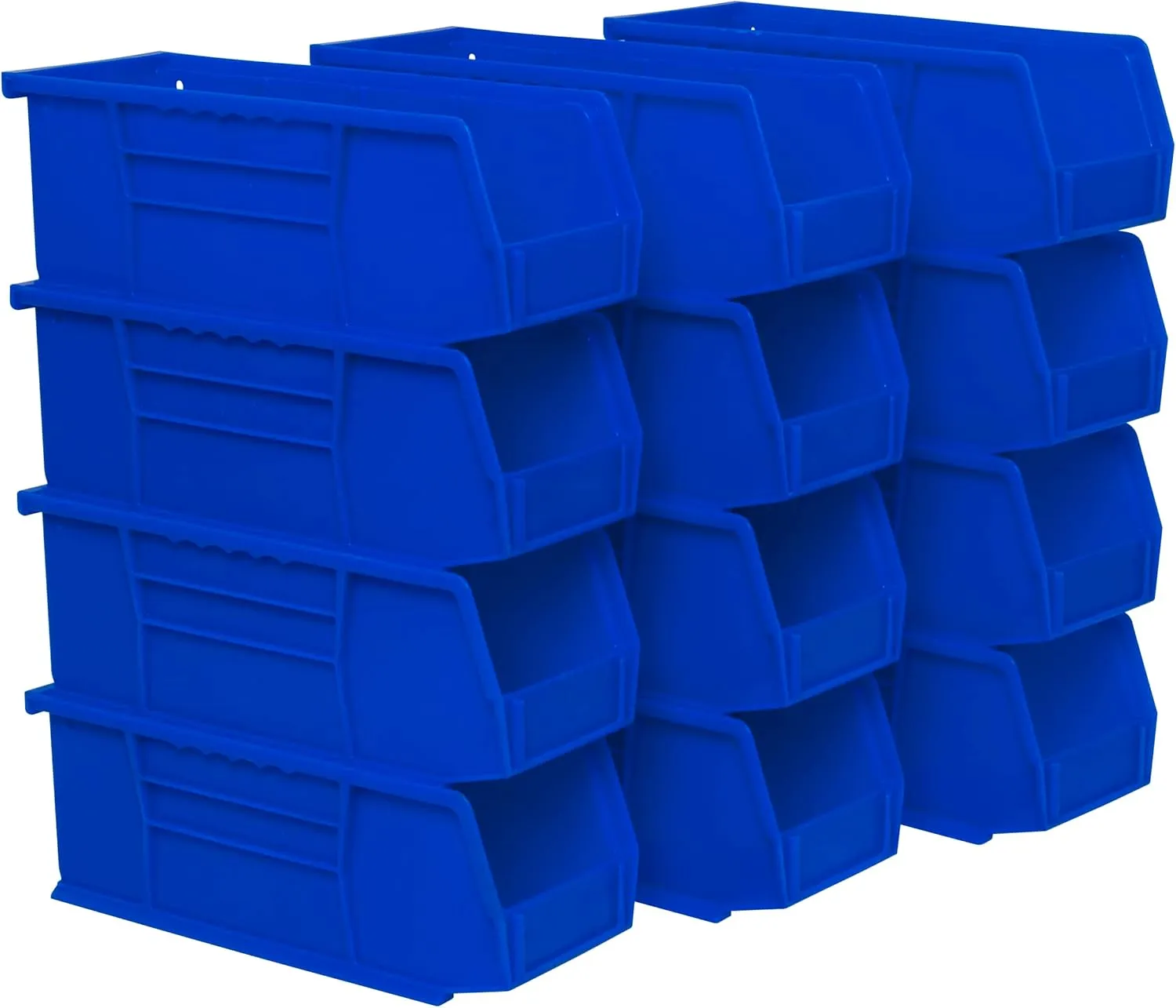 Akro-Mils 30224 AkroBins Plastic Storage Bins, Space-Saving Stackable Bins for Garage, Pantry, Craft Organization, 11-Inch x 4-Inch x 4-Inch, Blue, 12-Pack