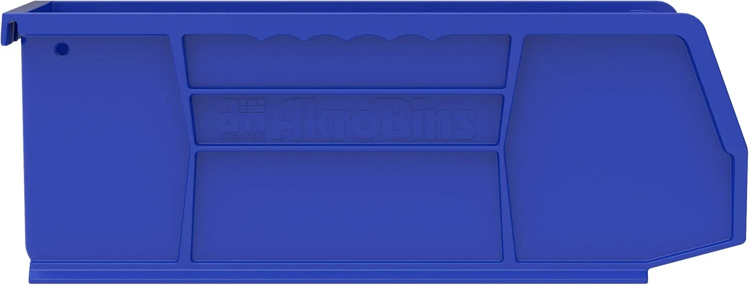Akro-Mils 30224 AkroBins Plastic Storage Bins, Space-Saving Stackable Bins for Garage, Pantry, Craft Organization, 11-Inch x 4-Inch x 4-Inch, Blue, 12-Pack