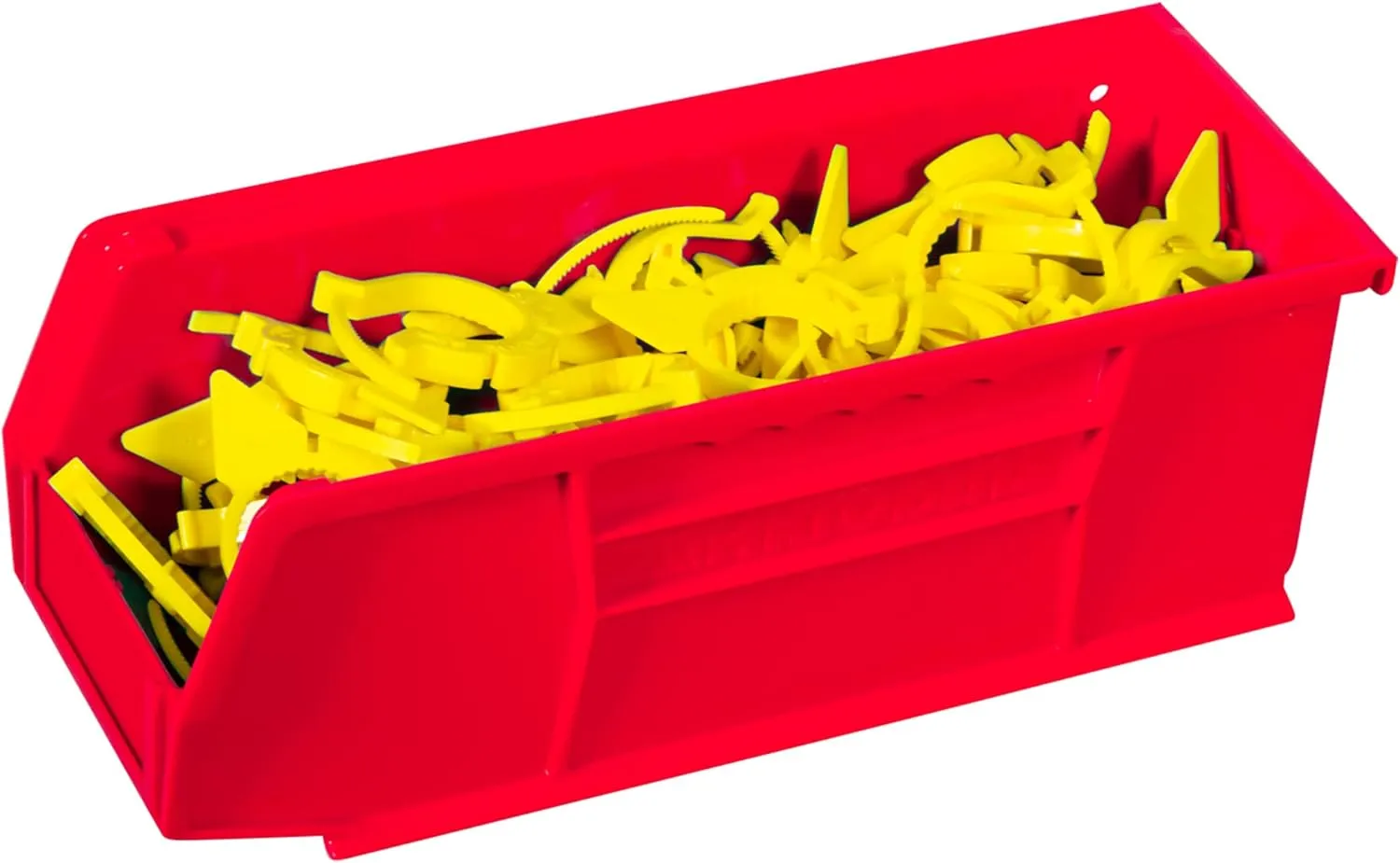 Akro-Mils 30224 AkroBins Plastic Storage Bins, Space-Saving Stackable Bins for Garage, Pantry, Craft Organization, 11-Inch x 4-Inch x 4-Inch, Red, 12-Pack