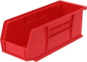 Akro-Mils 30224 AkroBins Plastic Storage Bins, Space-Saving Stackable Bins for Garage, Pantry, Craft Organization, 11-Inch x 4-Inch x 4-Inch, Red, 12-Pack