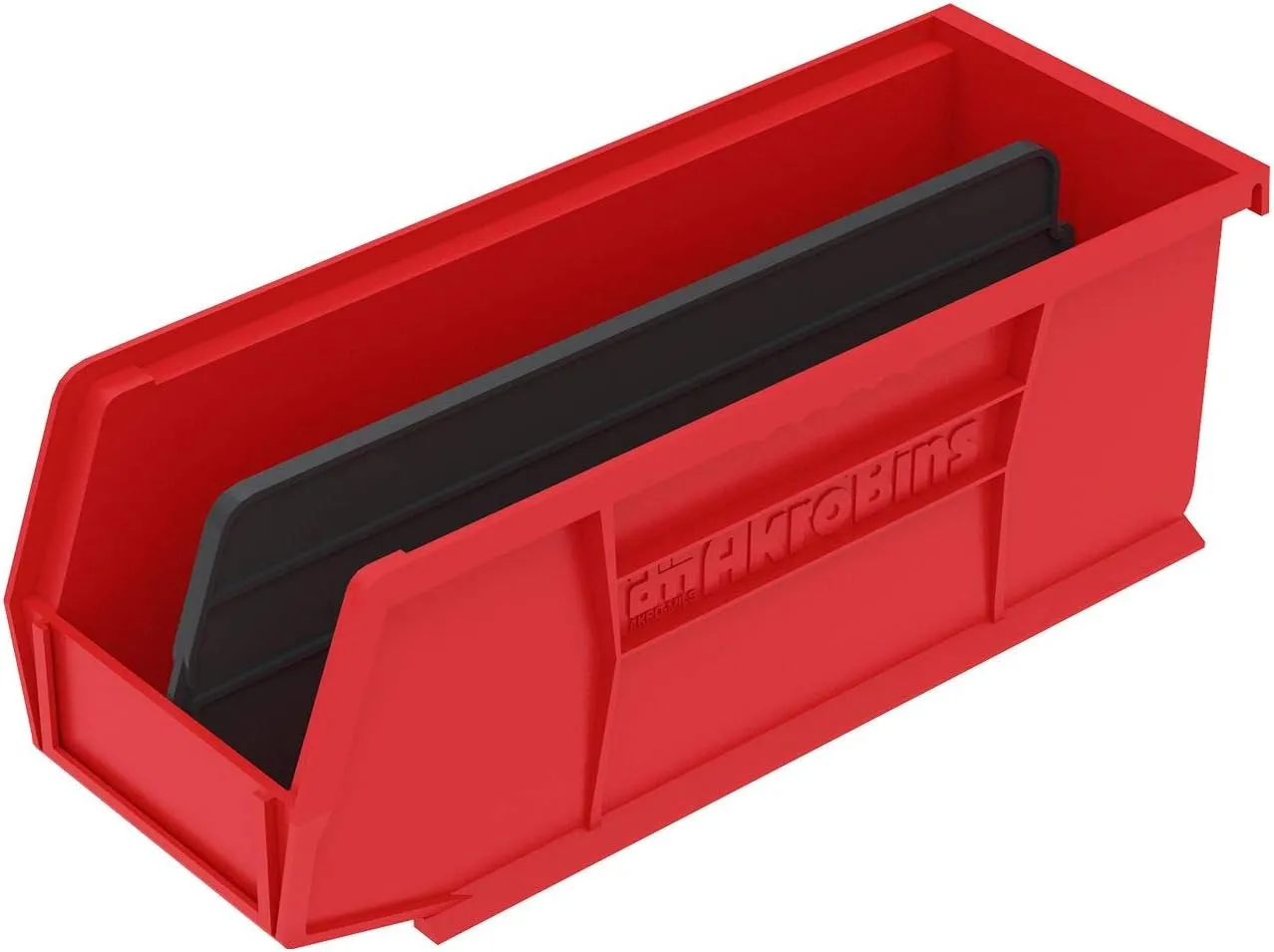 Akro-Mils 30224 AkroBins Plastic Storage Bins, Space-Saving Stackable Bins for Garage, Pantry, Craft Organization, 11-Inch x 4-Inch x 4-Inch, Red, 12-Pack