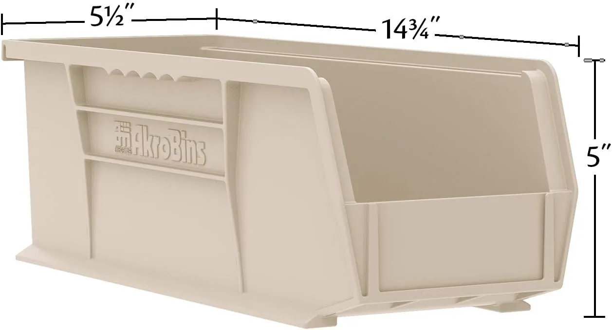 Akro-Mils 30234 AkroBins Plastic Storage Bins, Space-Saving Stackable Bins for Garage, Pantry, Craft Organization, 15-Inch x 5-Inch x 5-Inch, Red, 12-Pack