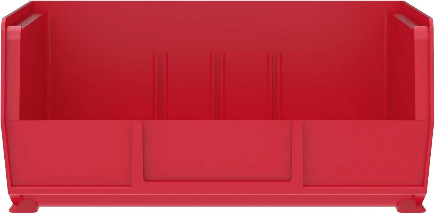 Akro-Mils 30235 AkroBins Plastic Storage Bins, Space-Saving Stackable Bins for Garage, Pantry, Craft Organization, 11-Inch x 11-Inch x 5-Inch, Red, 6-Pack