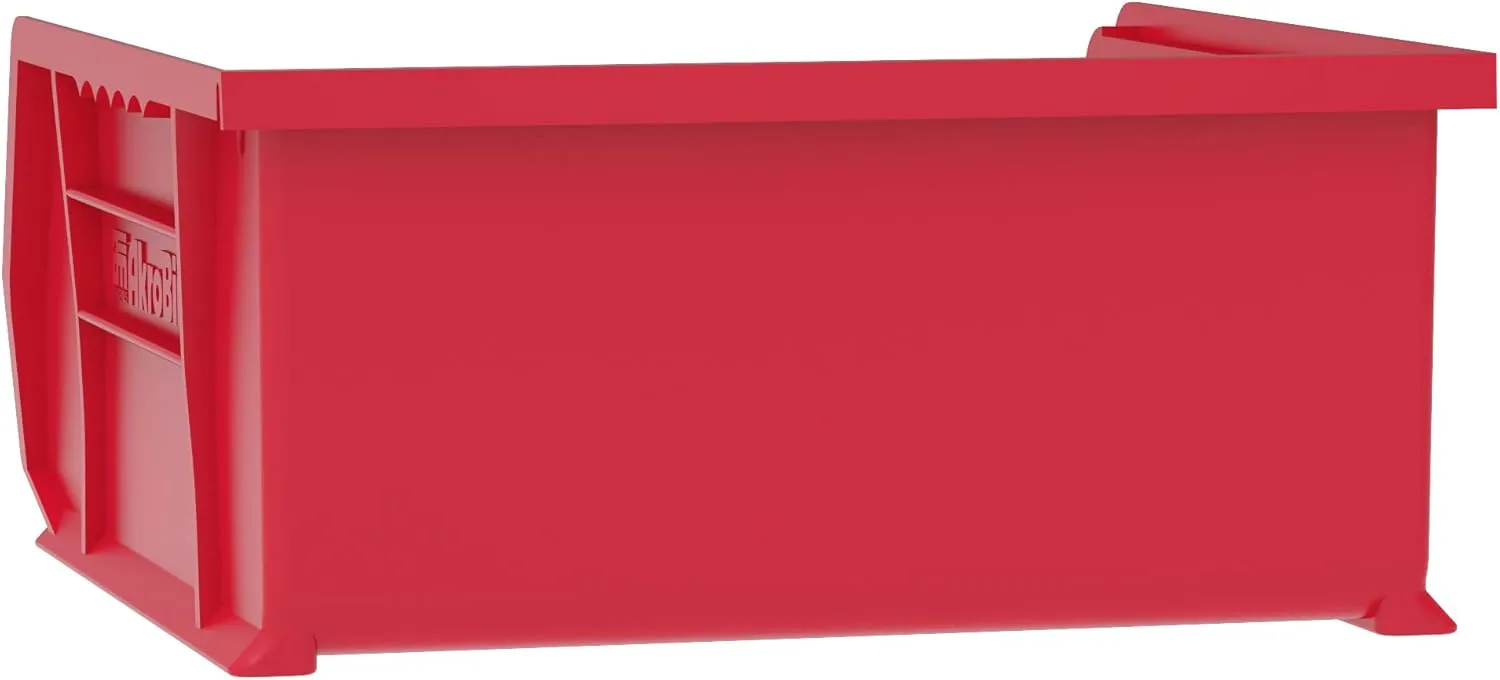 Akro-Mils 30235 AkroBins Plastic Storage Bins, Space-Saving Stackable Bins for Garage, Pantry, Craft Organization, 11-Inch x 11-Inch x 5-Inch, Red, 6-Pack