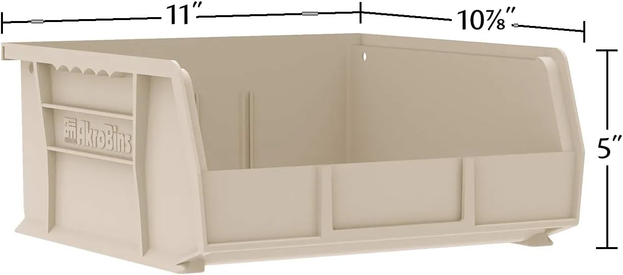 Akro-Mils 30235 AkroBins Plastic Storage Bins, Space-Saving Stackable Bins for Garage, Pantry, Craft Organization, 11-Inch x 11-Inch x 5-Inch, Red, 6-Pack