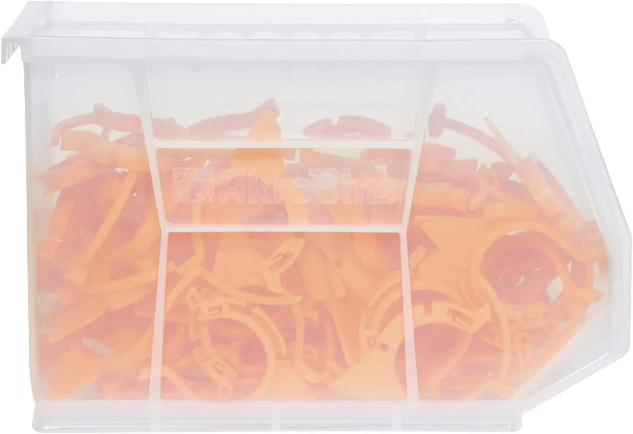 Akro-Mils 30239 AkroBins Plastic Storage Bins, Space-Saving Stackable Bins for Garage, Pantry, Craft Organization, 11-Inch x 8-Inch x 7-Inch, Black, 6-Pack