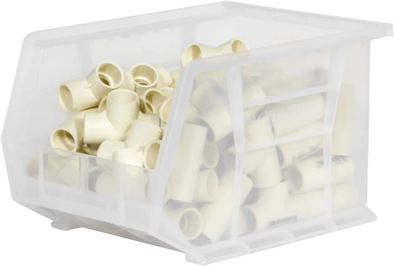Akro-Mils 30239 AkroBins Plastic Storage Bins, Space-Saving Stackable Bins for Garage, Pantry, Craft Organization, 11-Inch x 8-Inch x 7-Inch, Black, 6-Pack