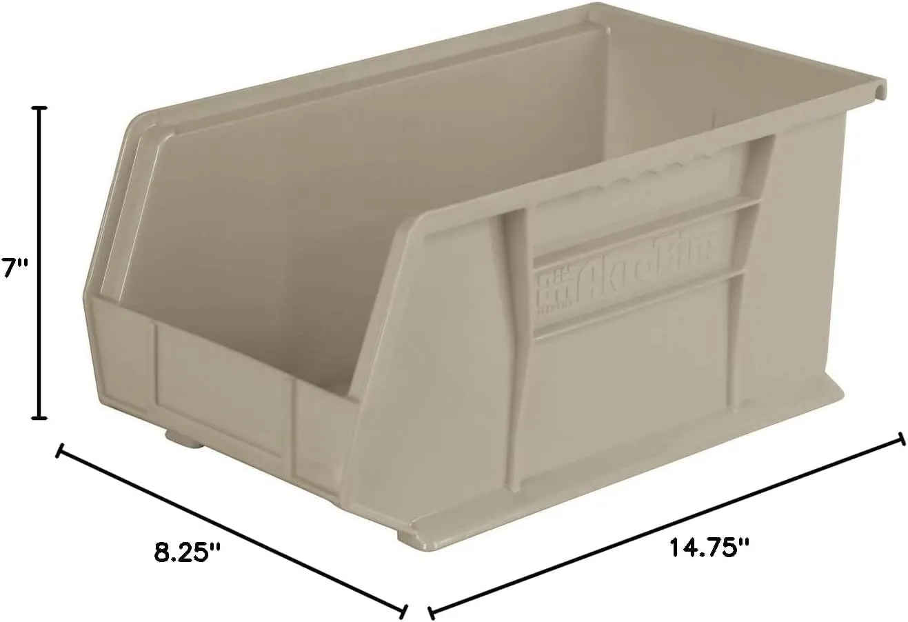 Akro-Mils 30240 AkroBins Plastic Hanging Stackable Storage Organizer Bin, 15-Inch x 8-Inch x 7-Inch, Stone, 12-Pack