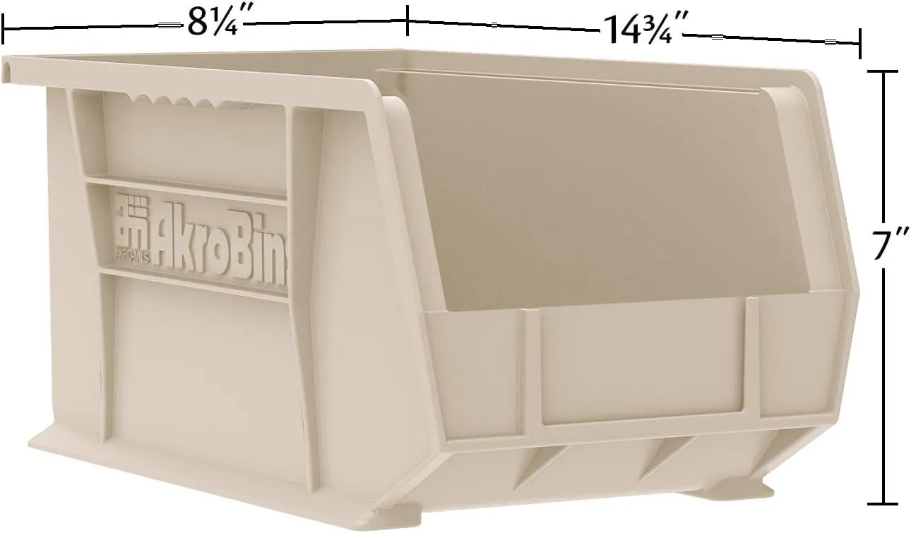 Akro-Mils 30240 AkroBins Plastic Storage Bins, Space-Saving Stackable Bins for Garage, Pantry, Craft Organization, 15-Inch x 8-Inch x 7-Inch, Clear, 12-Pack