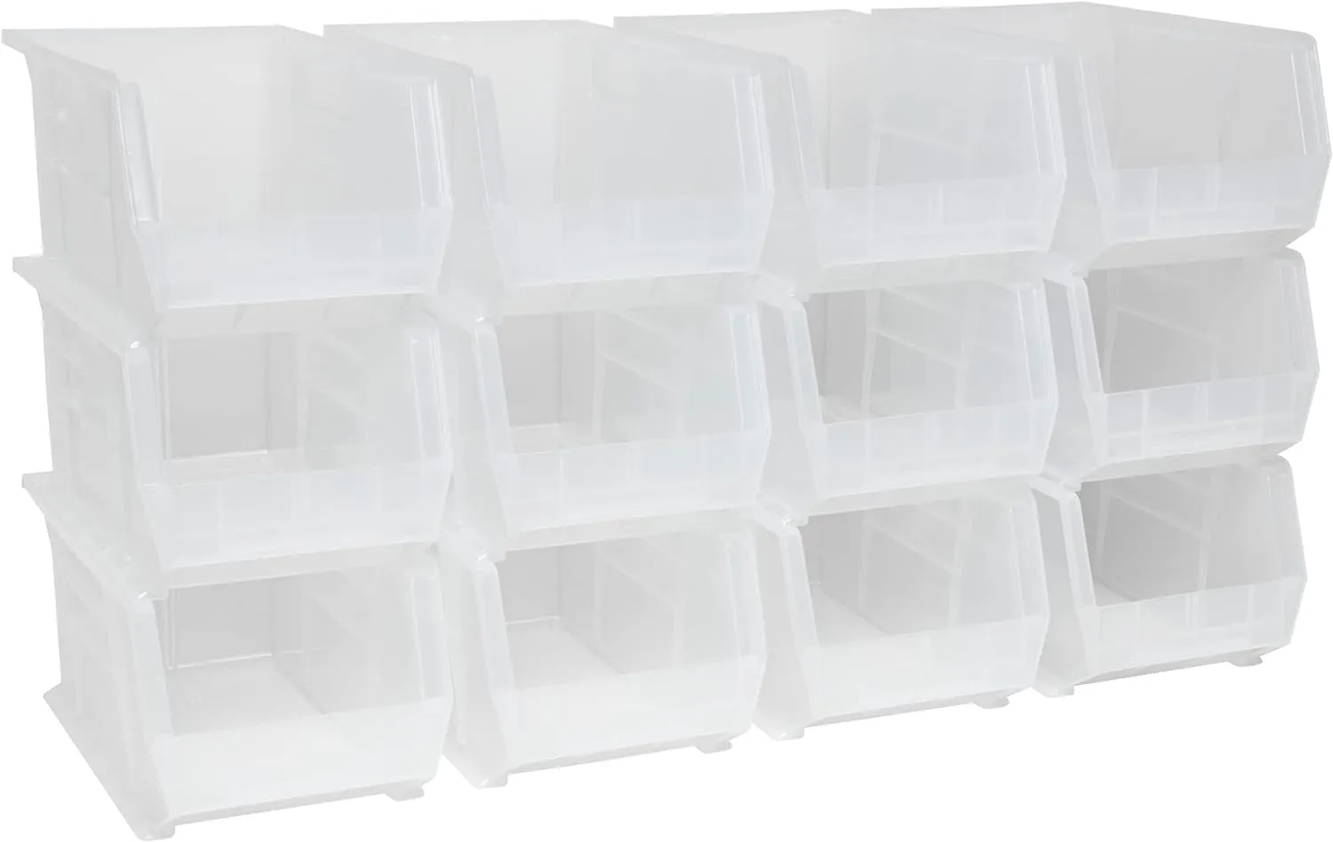 Akro-Mils 30240 AkroBins Plastic Storage Bins, Space-Saving Stackable Bins for Garage, Pantry, Craft Organization, 15-Inch x 8-Inch x 7-Inch, Clear, 12-Pack