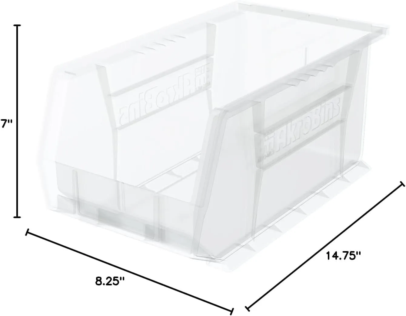 Akro-Mils 30240 AkroBins Plastic Storage Bins, Space-Saving Stackable Bins for Garage, Pantry, Craft Organization, 15-Inch x 8-Inch x 7-Inch, Clear, 12-Pack