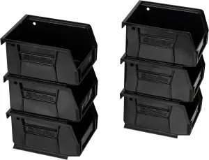 Akro-Mils Modern Black 6-Pack Stackable Storage Bins, 5.375" x 4.375" x 3", 10 lb Capacity, Water Resistant, Rust & Corrosion Proof, Space-Saving Design, Ideal for Garage, Pantry, Craft Organization