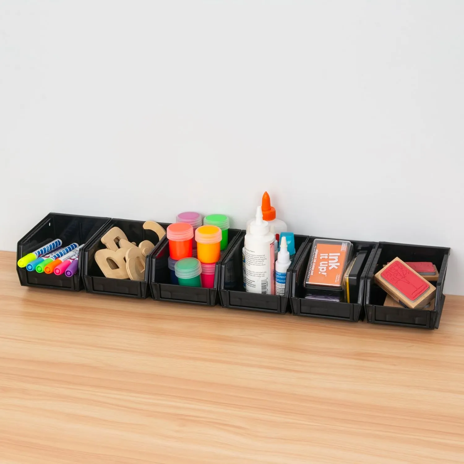 Akro-Mils Modern Black 6-Pack Stackable Storage Bins, 5.375" x 4.375" x 3", 10 lb Capacity, Water Resistant, Rust & Corrosion Proof, Space-Saving Design, Ideal for Garage, Pantry, Craft Organization