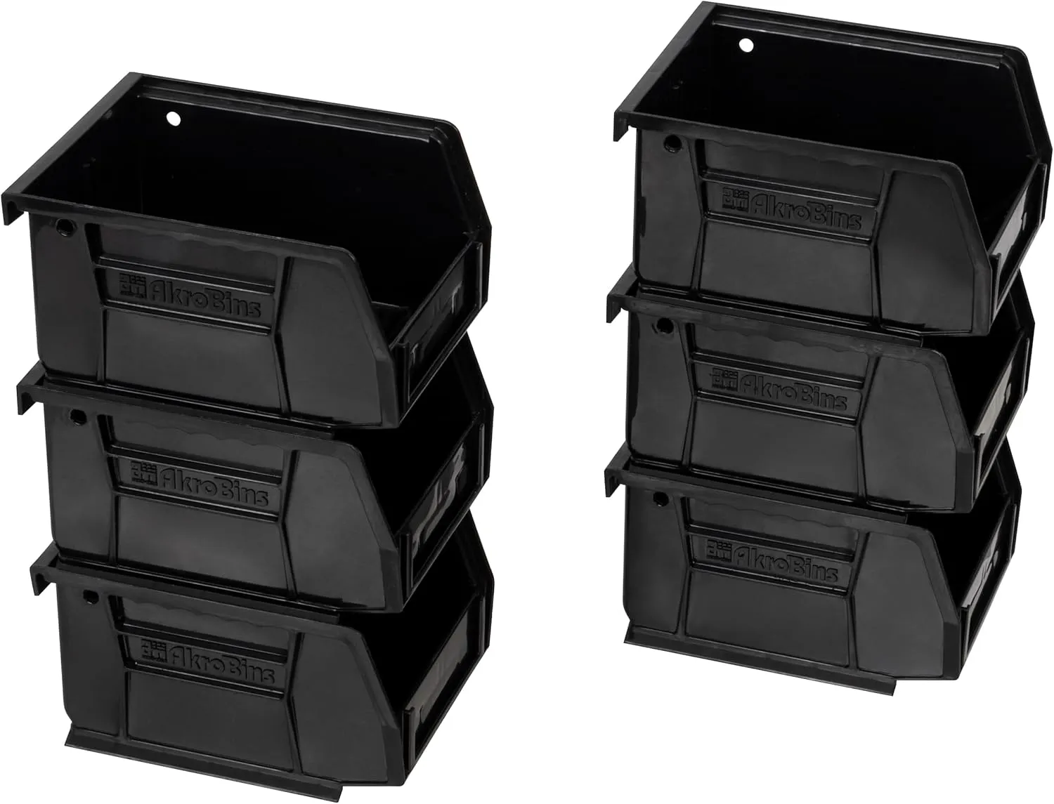 Akro-Mils Modern Black 6-Pack Stackable Storage Bins, 5.375" x 4.375" x 3", 10 lb Capacity, Water Resistant, Rust & Corrosion Proof, Space-Saving Design, Ideal for Garage, Pantry, Craft Organization