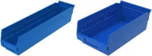 Akro-Mils Plastic Storage Bins Bundle - 30128 (18"x4"x4") and 30130 (12"x6"x4") Sets