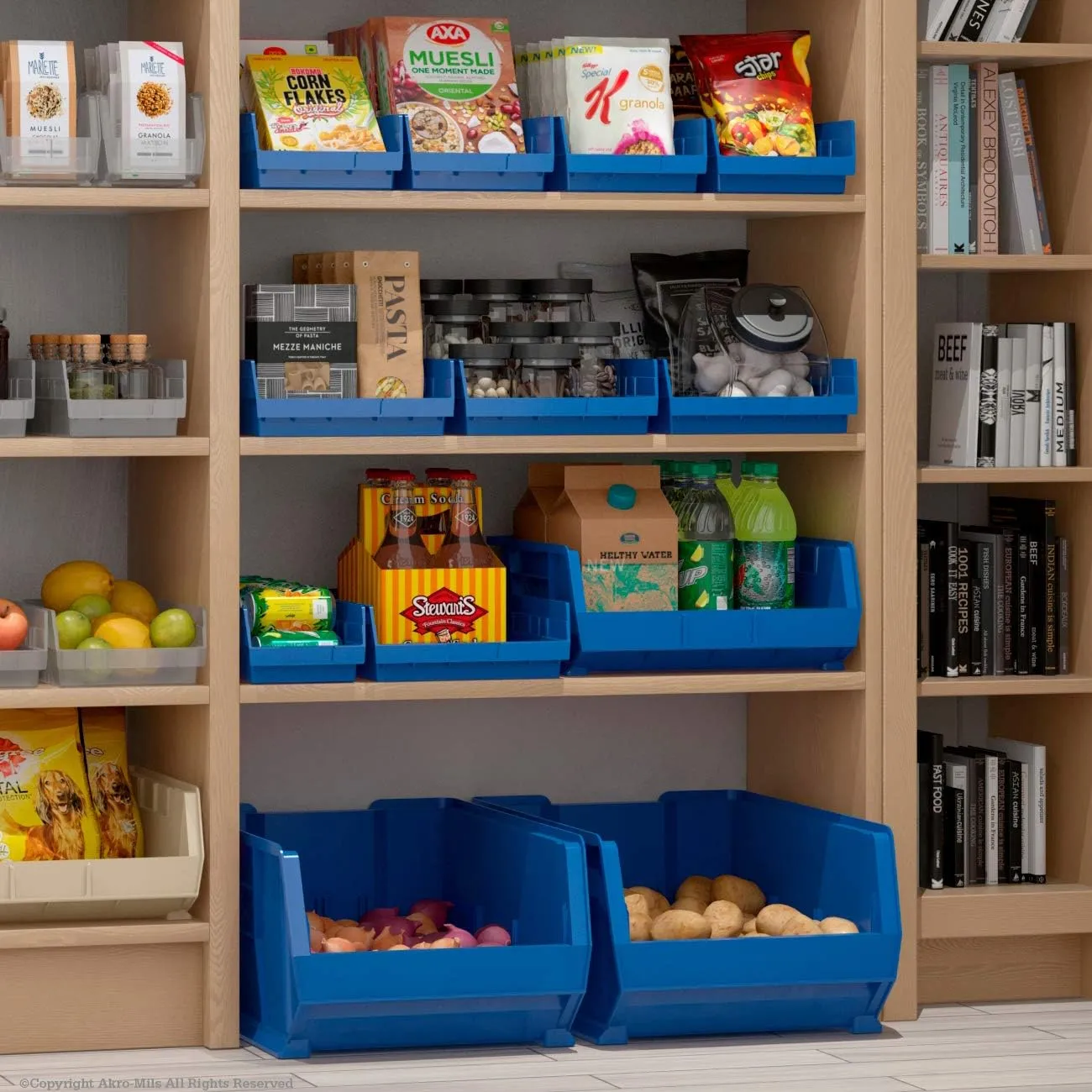Akro-Mils Plastic Storage Bins Bundle - 30128 (18"x4"x4") and 30130 (12"x6"x4") Sets